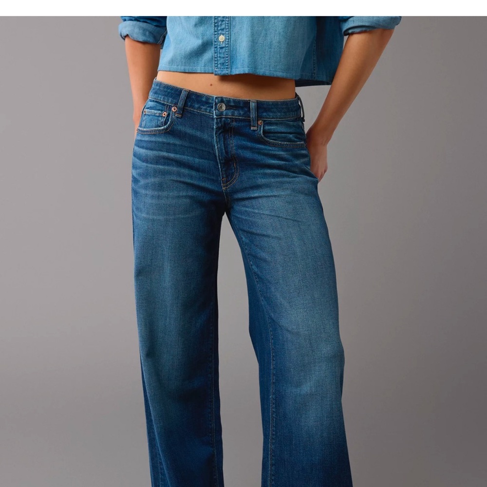 American Eagle Blue Flare Wide Leg Jeans